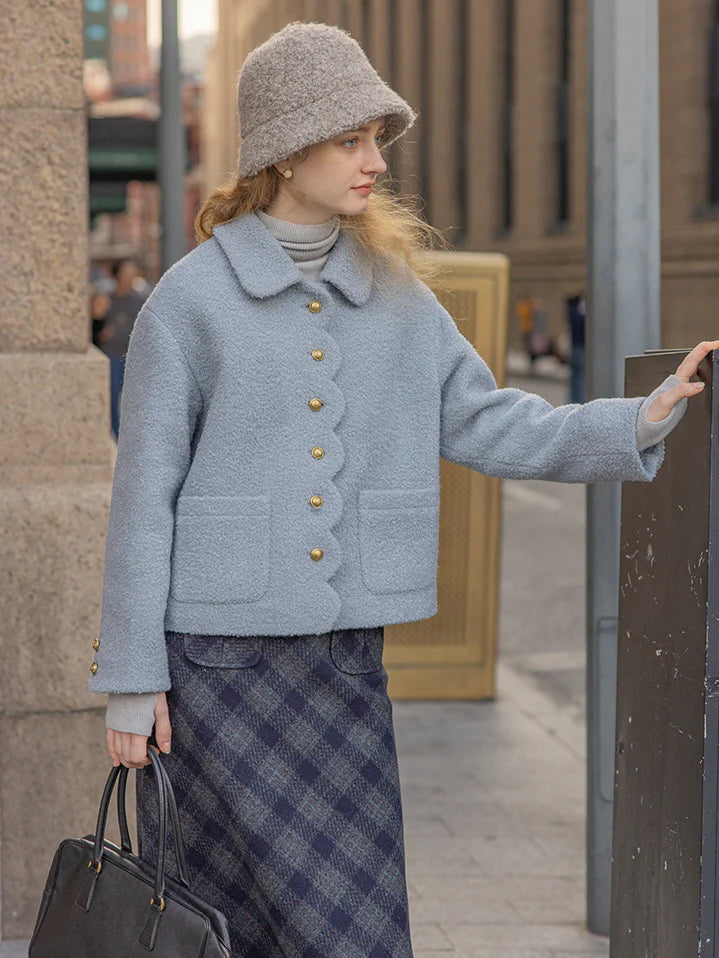 Dreamy Woolen Plaid Gray Checkered Skirt