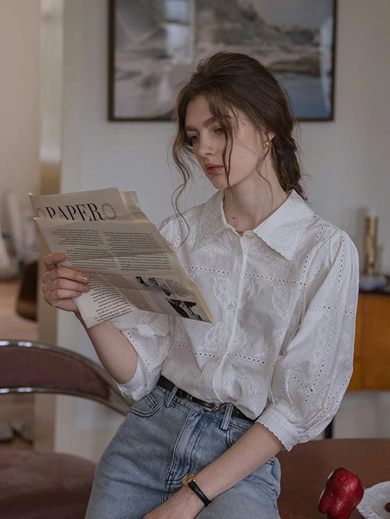 Vintage Embroidered Cotton Blouse