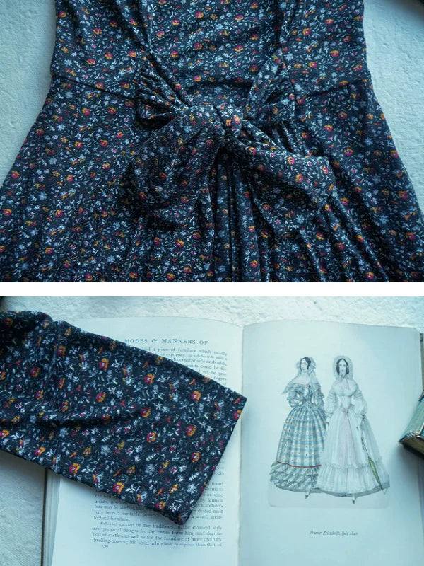 Navy Blossom in Retro Dress