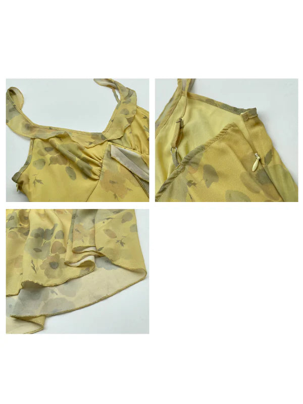 Lemon Blossom Tie-Front Floral Dress