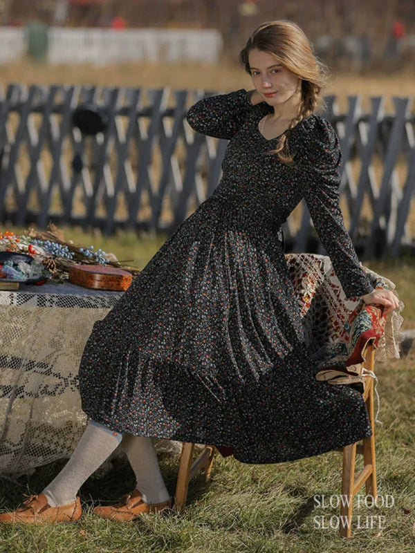 Navy Blossom in Retro Dress