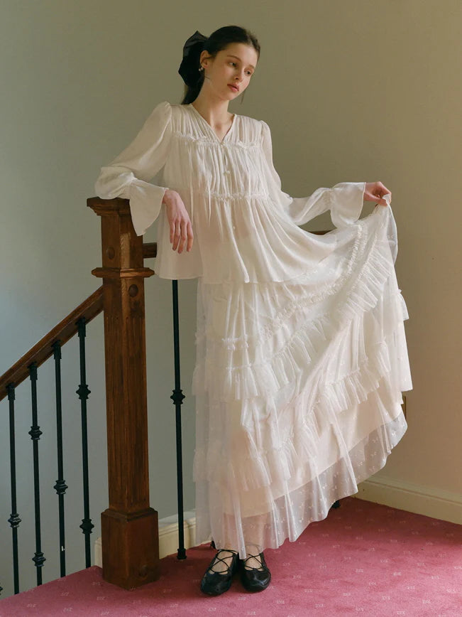 Ethereal Layered White Tulle Skirt