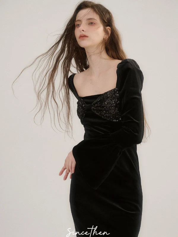 Starry Velvet Elegance Dress