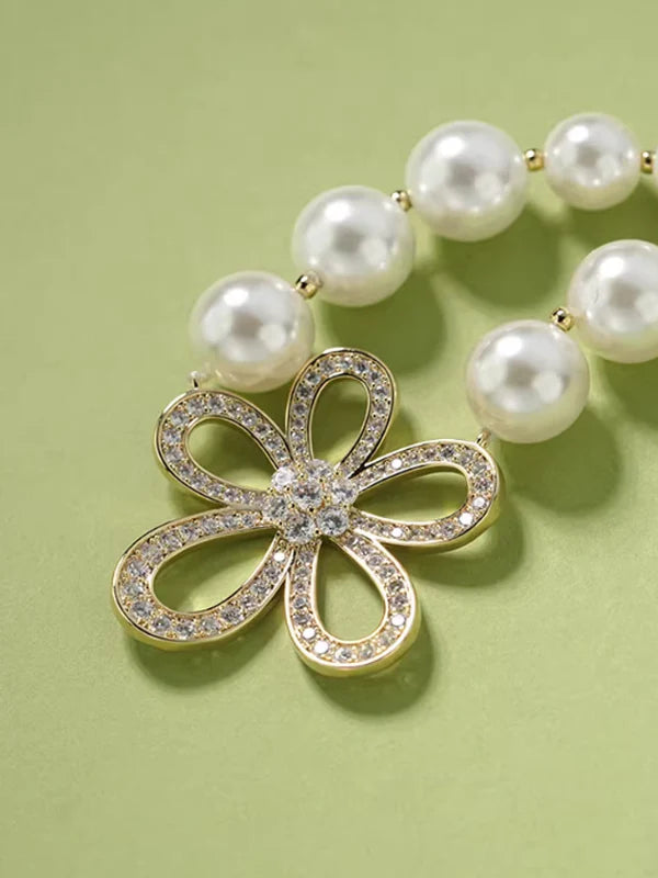 Cubic Flower Pearl Neckless