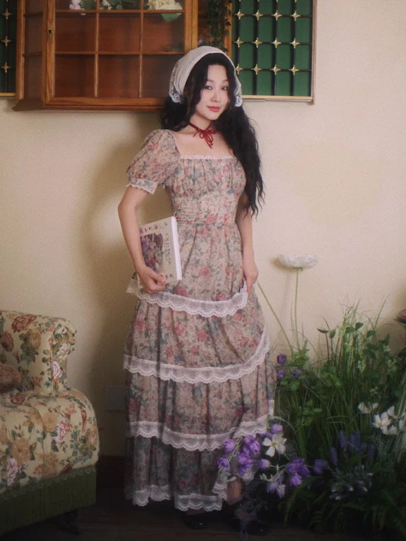 Antique Rose Lace Corset Dress