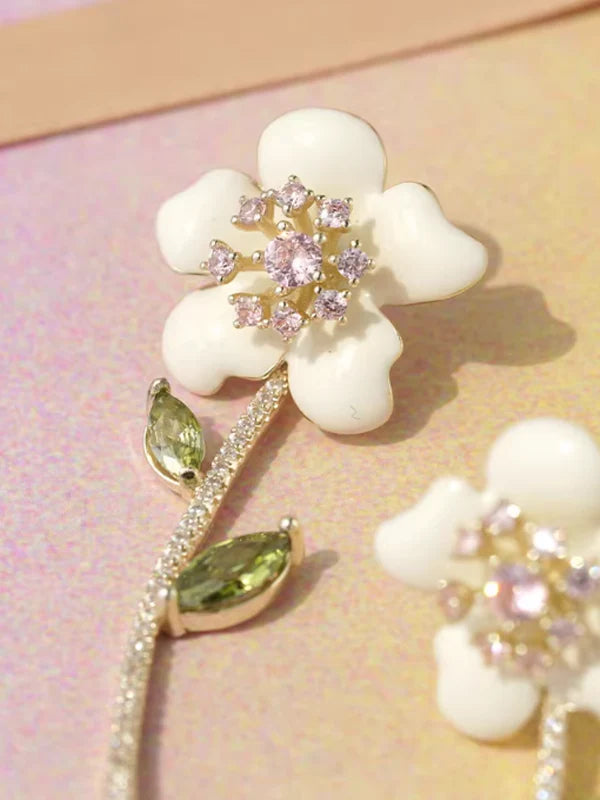 Drop Glaze Flower Earrings