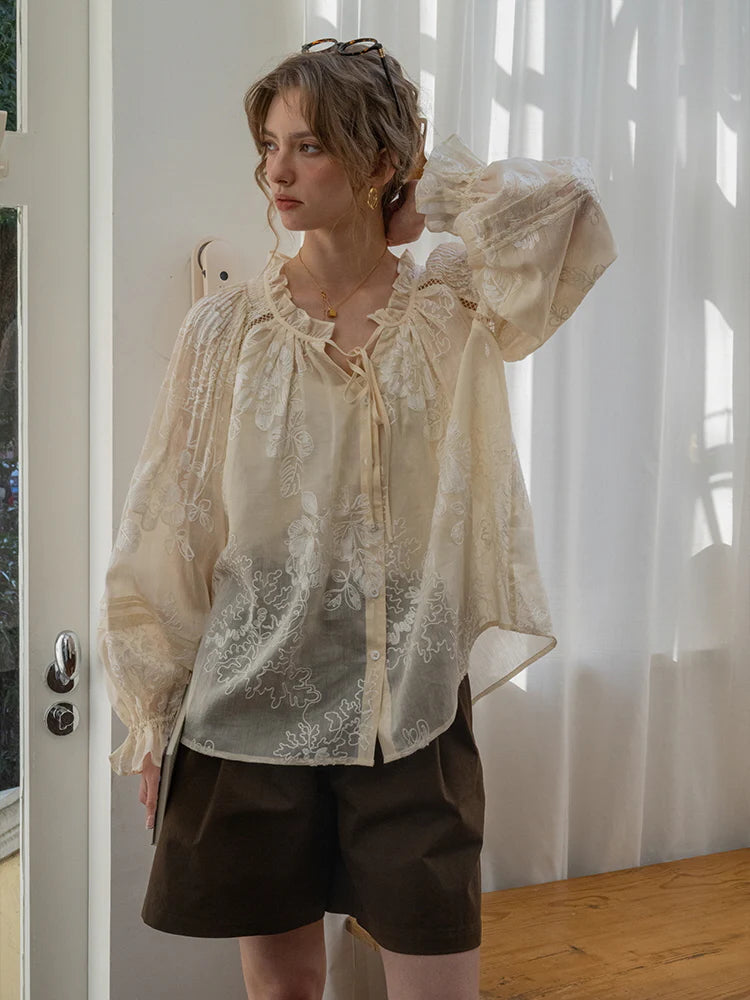 Ethereal Embroidered Lace Blouse