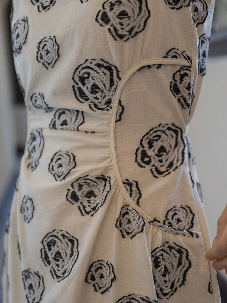 Monochrome Rose Vintage Cotton Dress