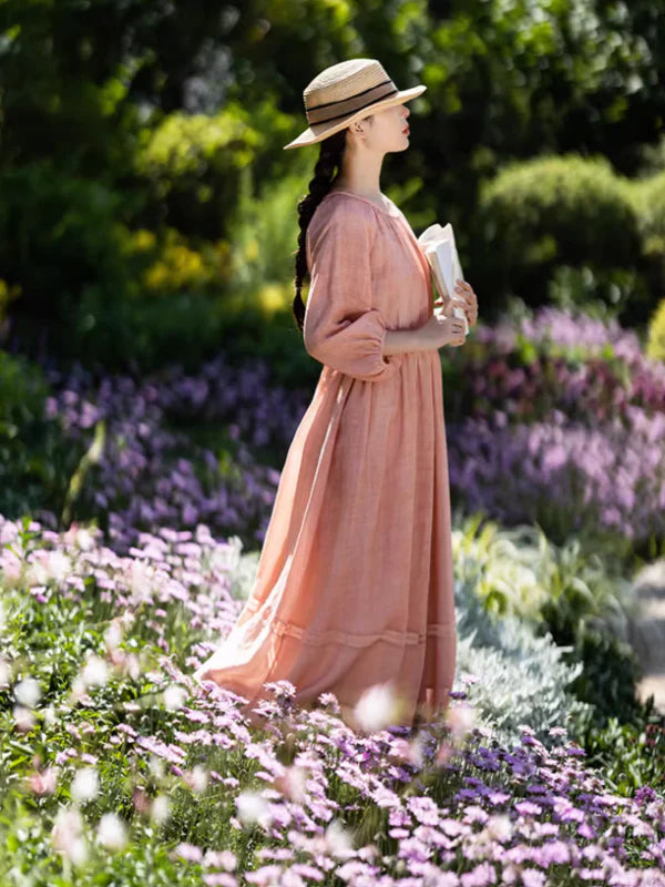 Blossom Whisper Pink Ramie Dress