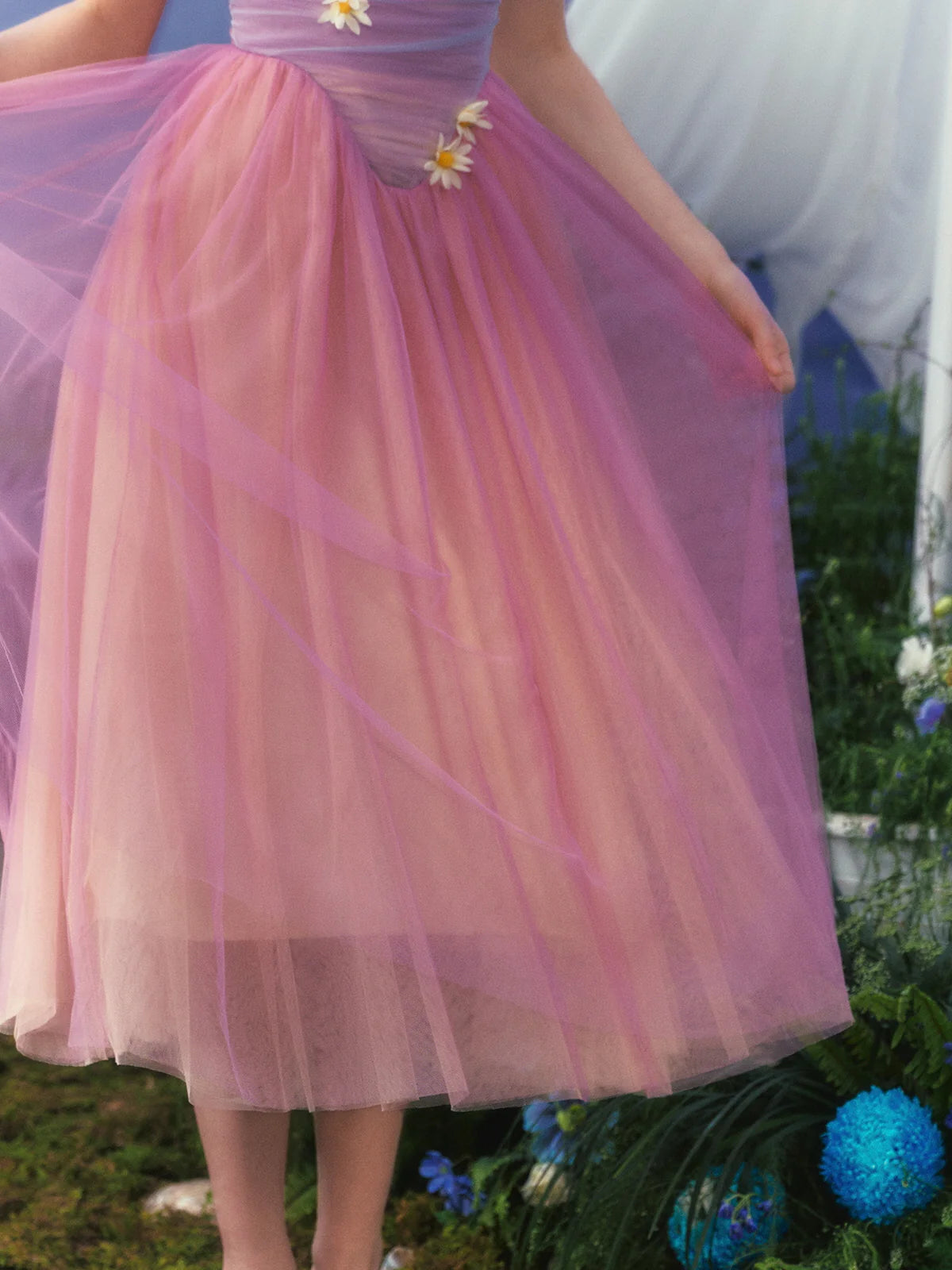 Moonlit Petal Fairy Gown Ombre Tulle Dress