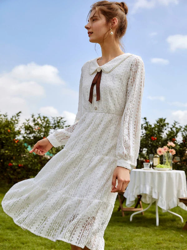 Lace Enchantment in White Dress