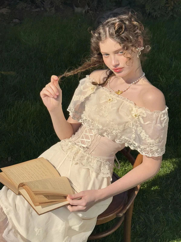 Buttercream Lace Corset Top & Skirt