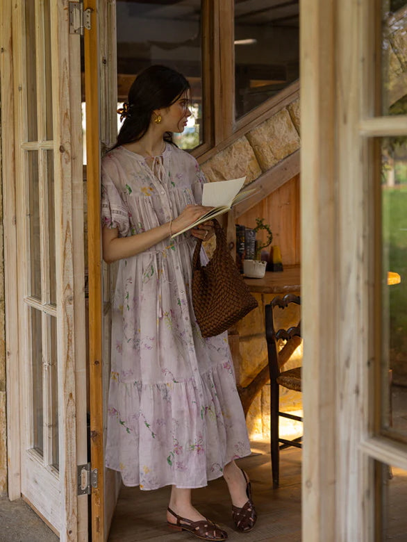 Lavender Meadow Floral Tiered Dress
