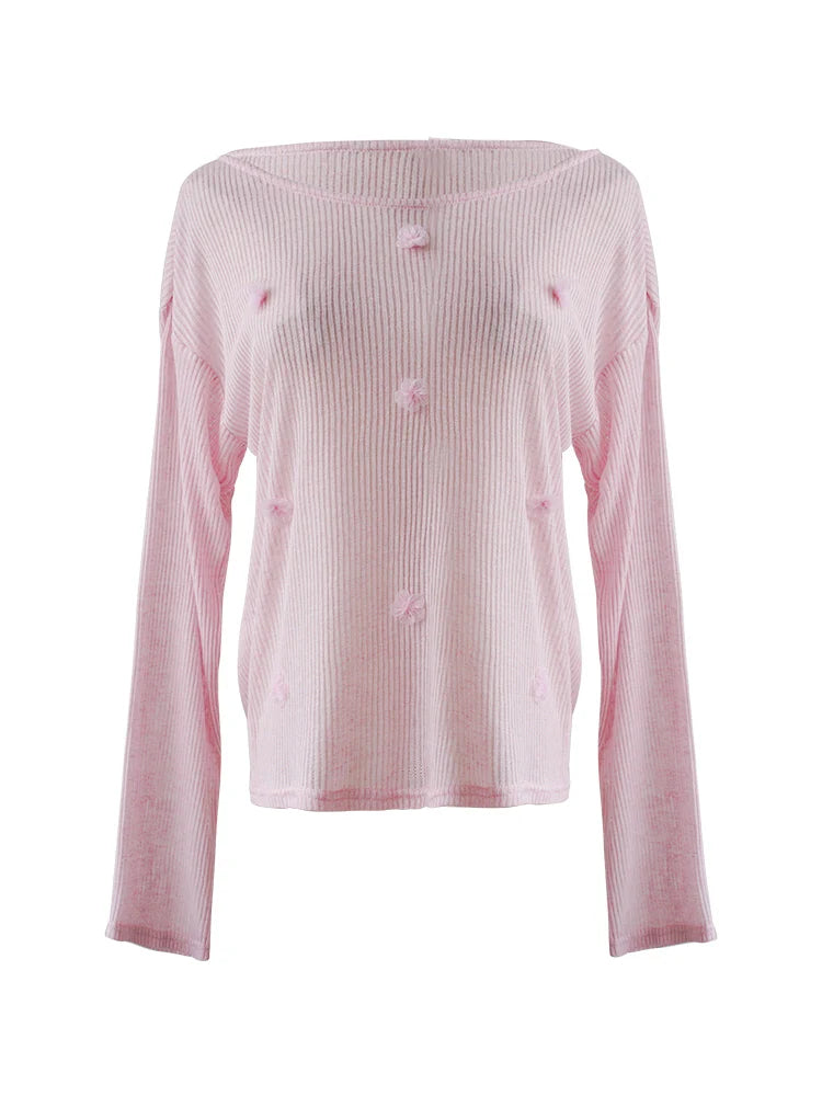 Soft Blossom Ribbed Knit Top