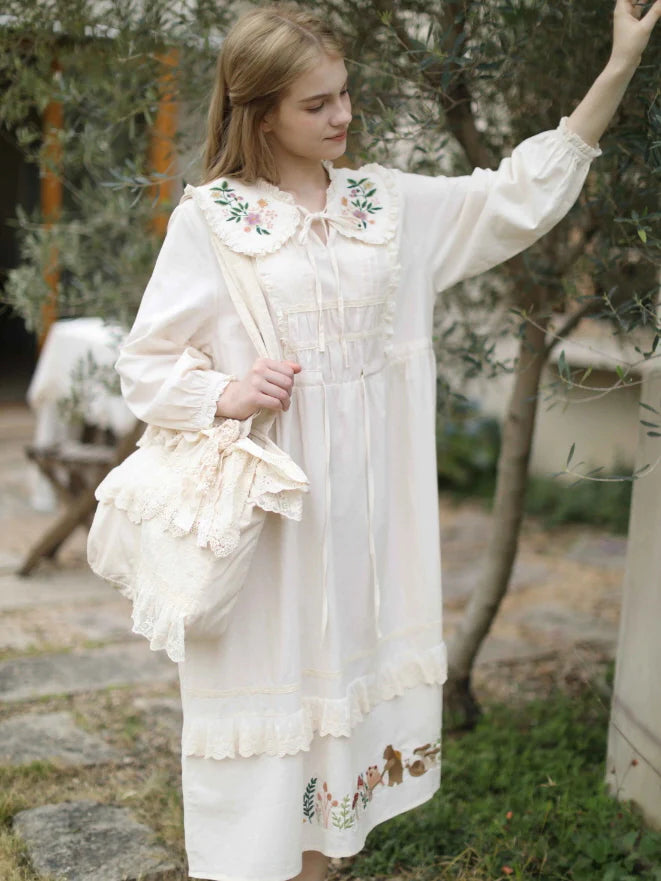 Woodland Story Embroidered Cotton Dress