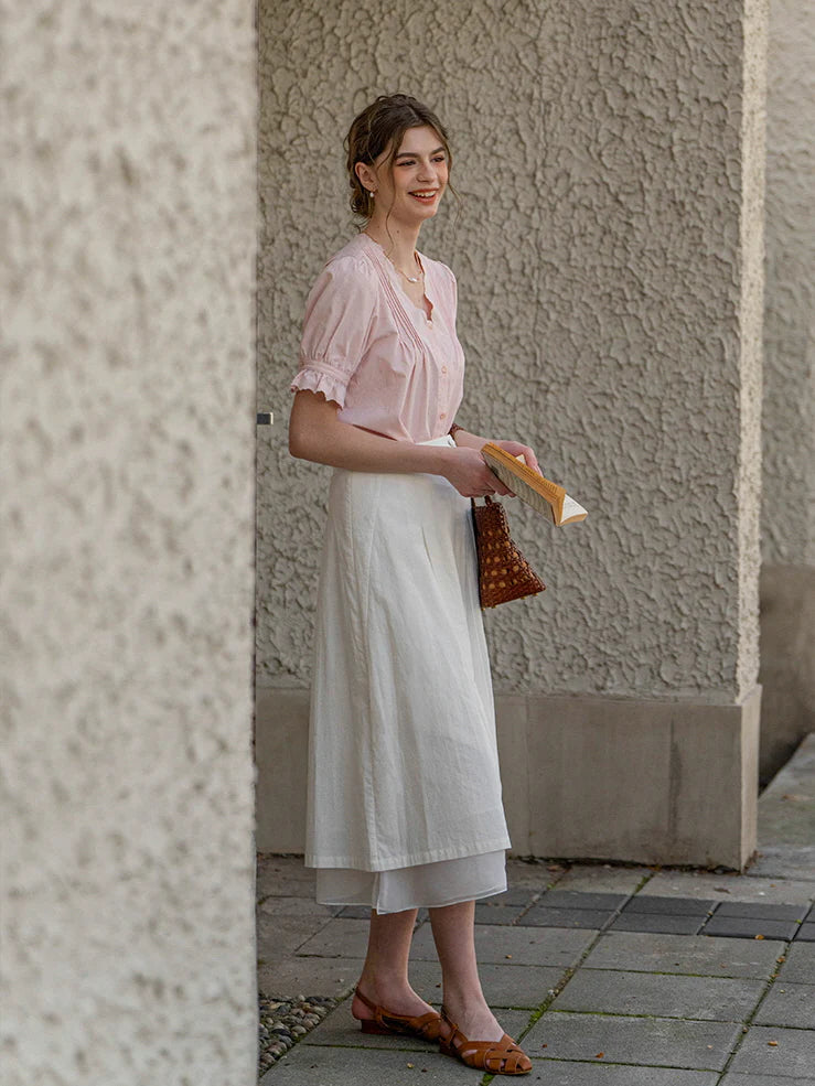 Emma's Romantic Pink Collar Blouse