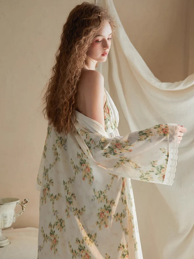 Ethereal Blossom Cotton Nightgown Set
