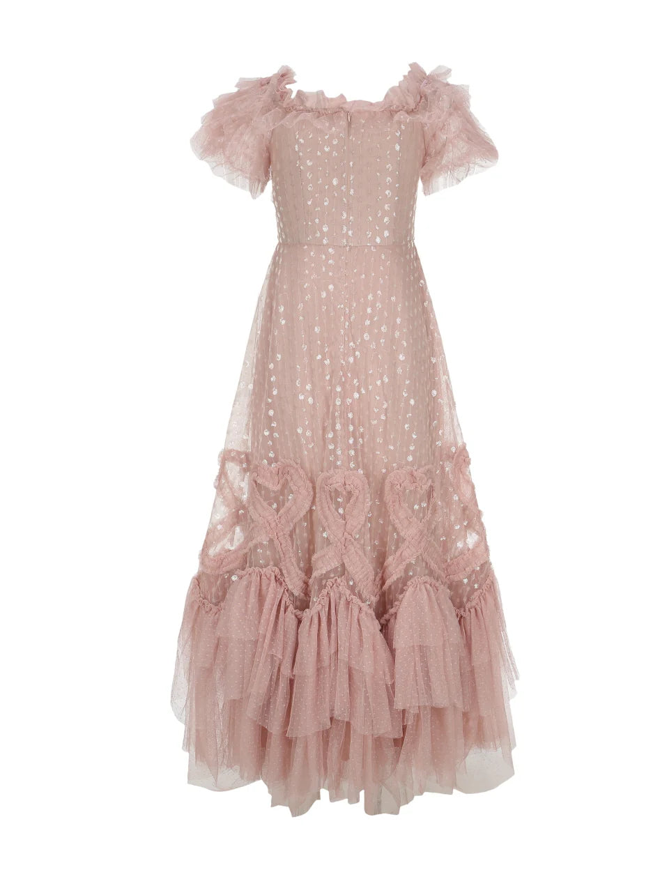 Blush Heart Ruffle Tulle Dress