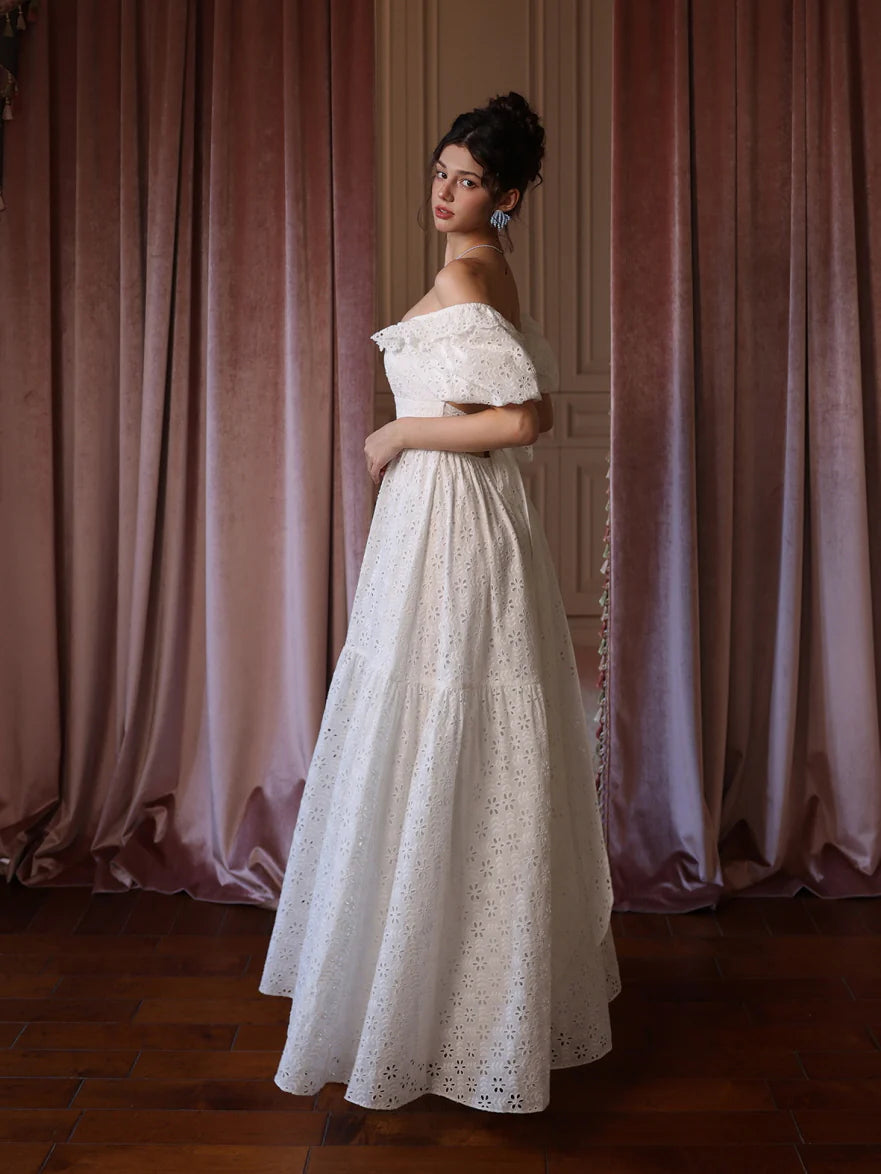 Daisy Lace Back Bow Cotton Dress