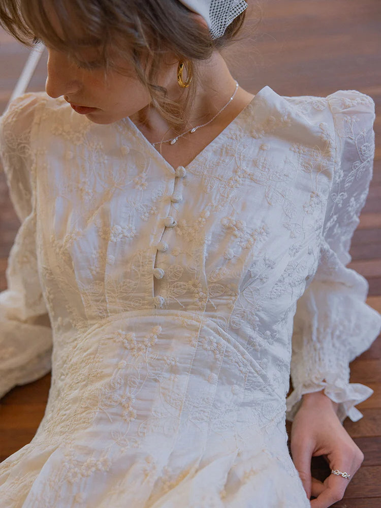 Vintage Embroidered Long Sleeve Dress