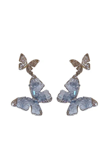 Summer Blue Crystal Butterfly Earrings