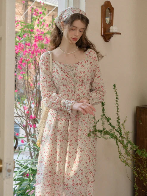 Spring Dream Floral Shirred Waist Dress