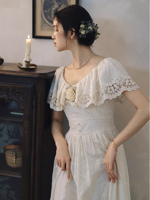 Ivory Whisper Embroidered Dress