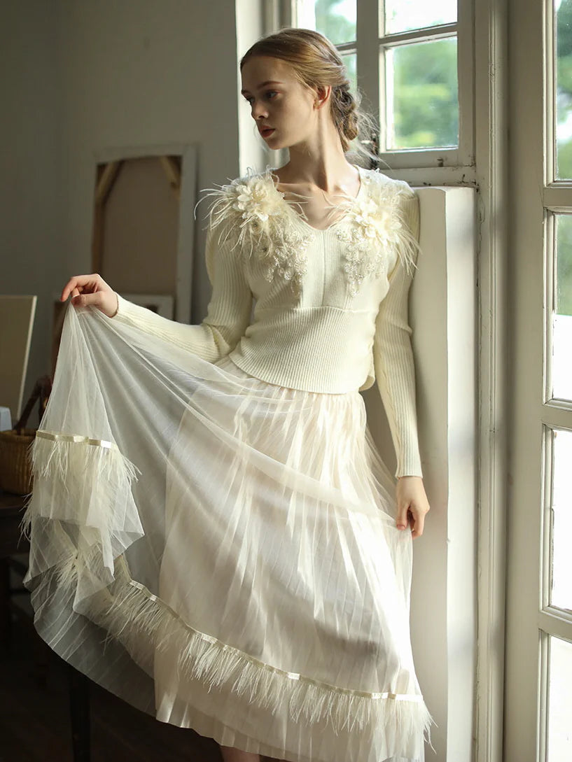 Ivory Bloom Embellished Sweater