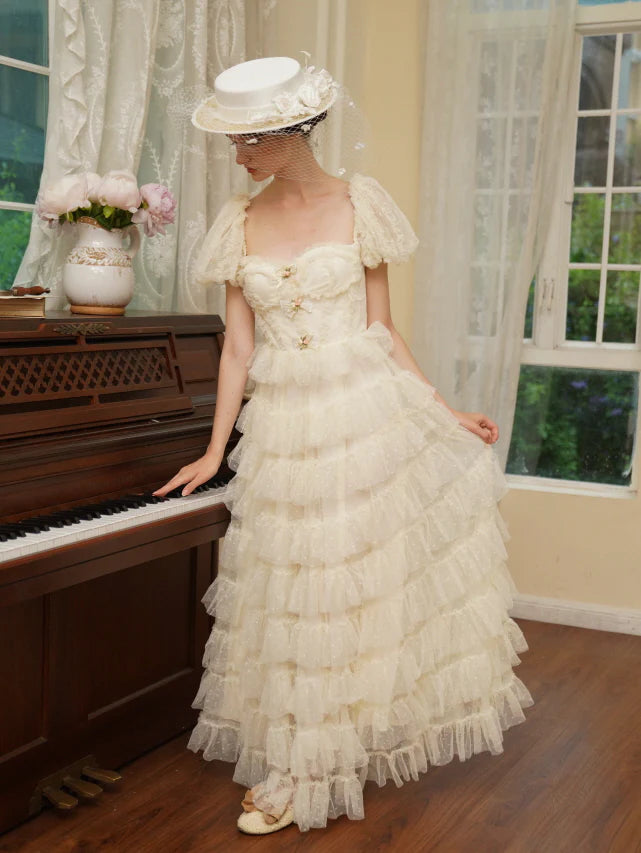 Ivory Princess Garden Ruffle Dress