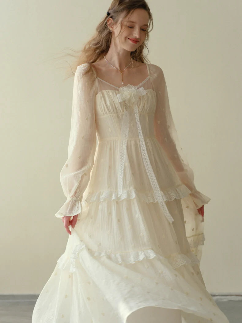 Lace Bloom Tiered Dress