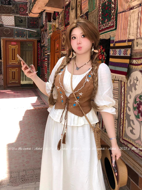 Western Prairie Embroidered Vest Dress