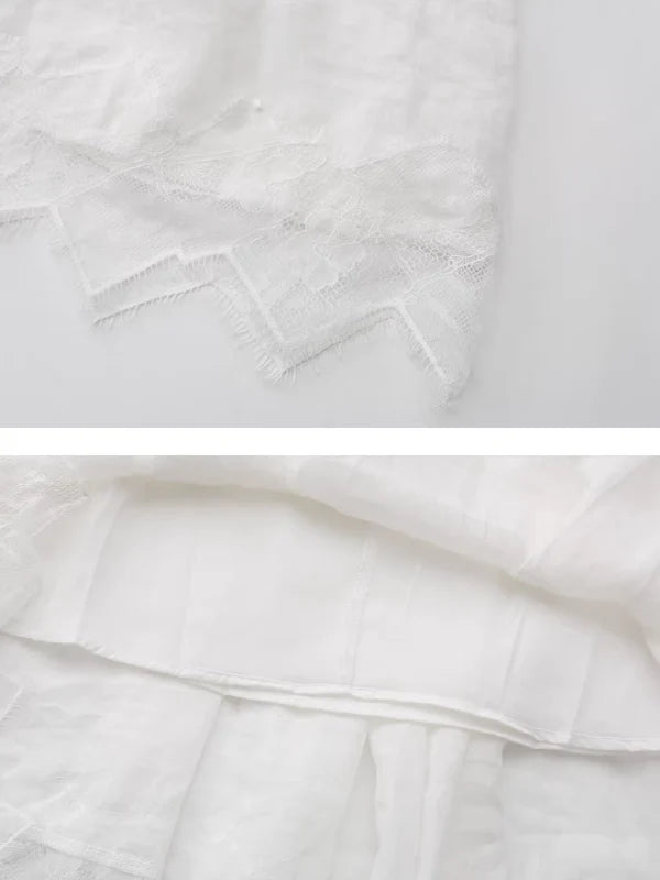 Pure White Lace Flare Skirt