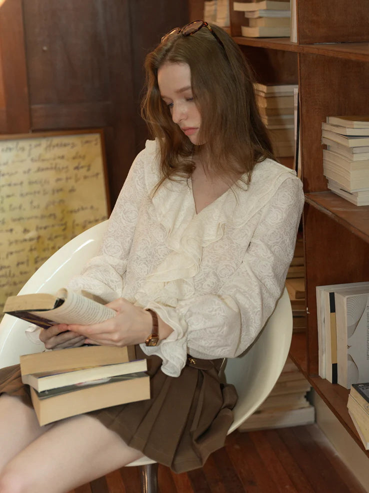 Romantic Floral  Ruffle Blouse