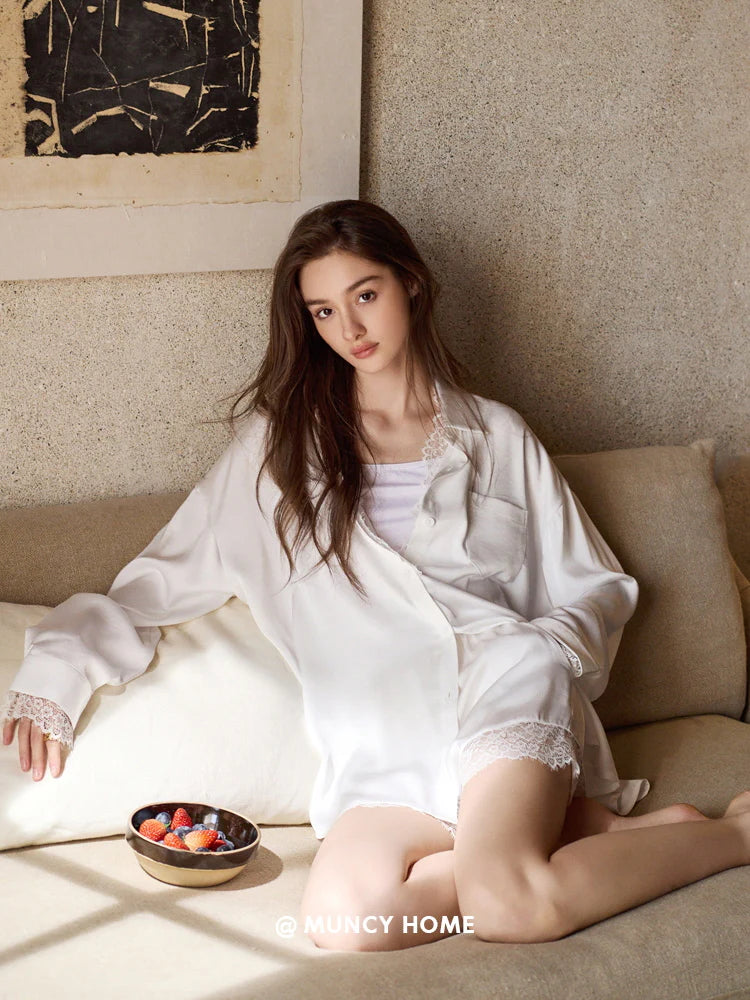 White Lace Dream Pajama Set