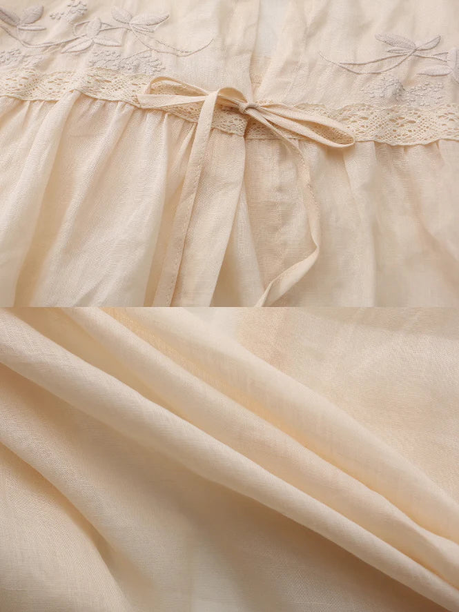 Cottage Bloom Embroidered Cotton Slip Dress