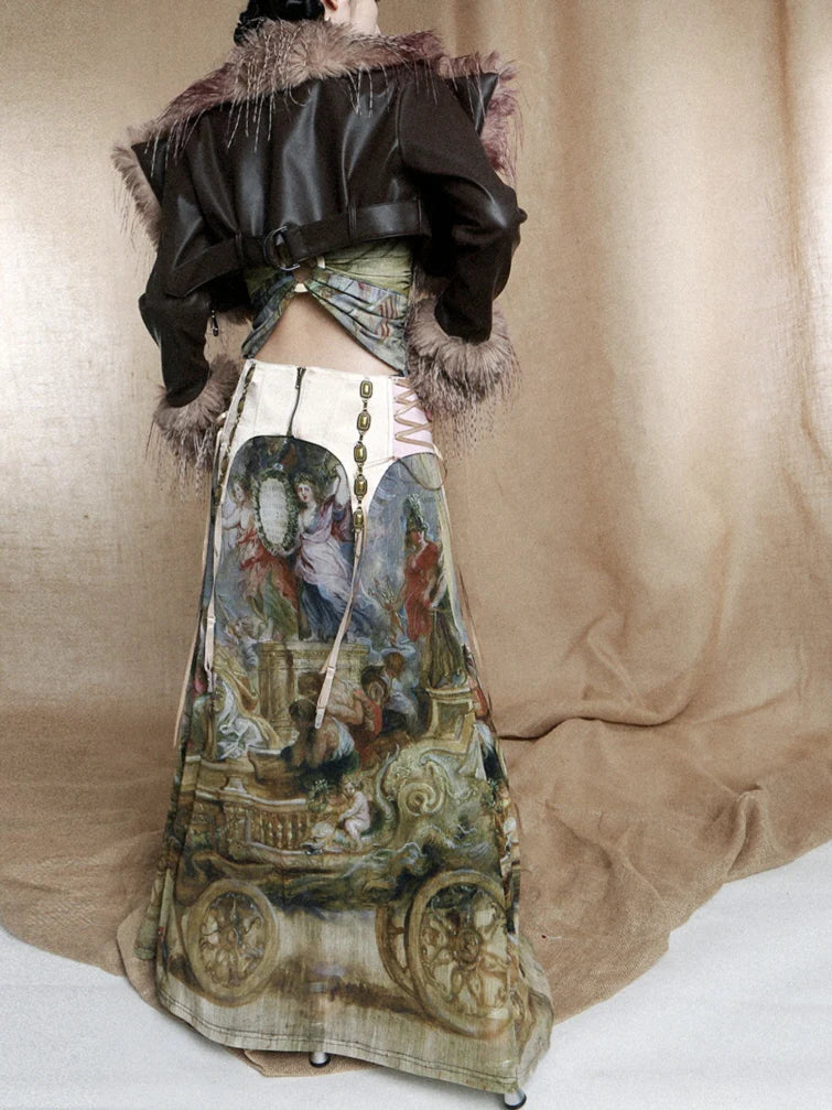 Baroque Allegory Halter Maxi Dress