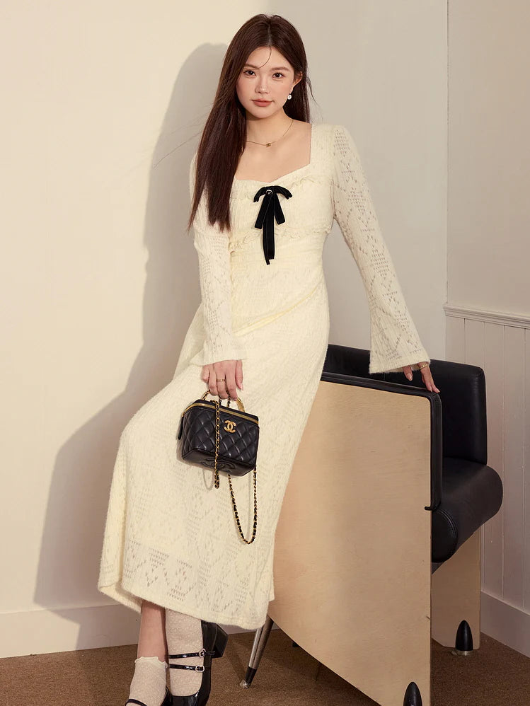 Velvet Ribbon Vintage Lace Knit Dress