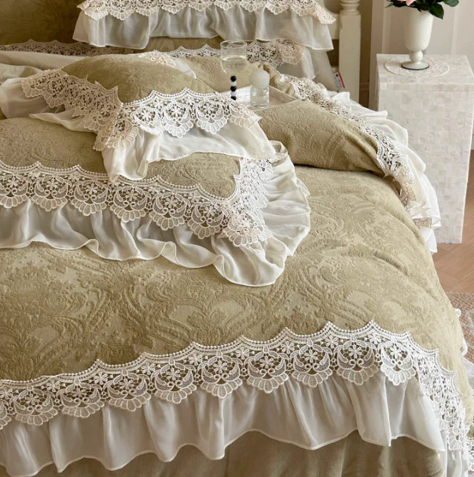 Green Velvet Princess Douvet Cover Set