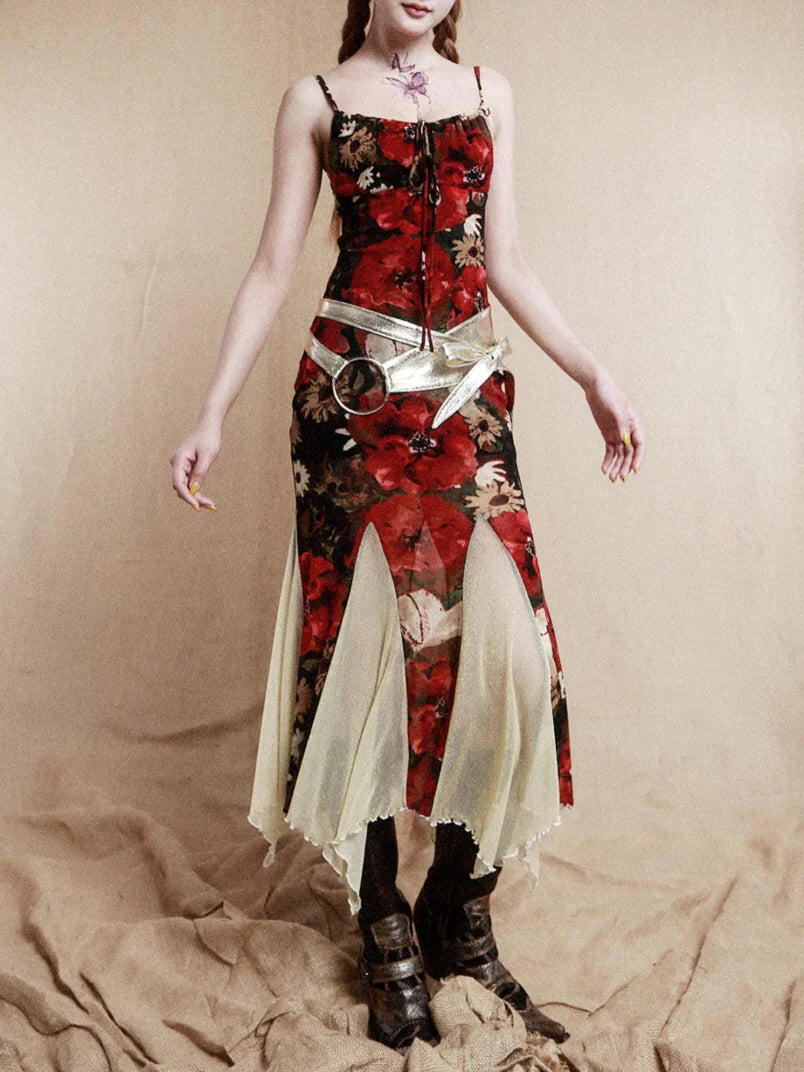 Golden Bloom Mermaid Slip Dress