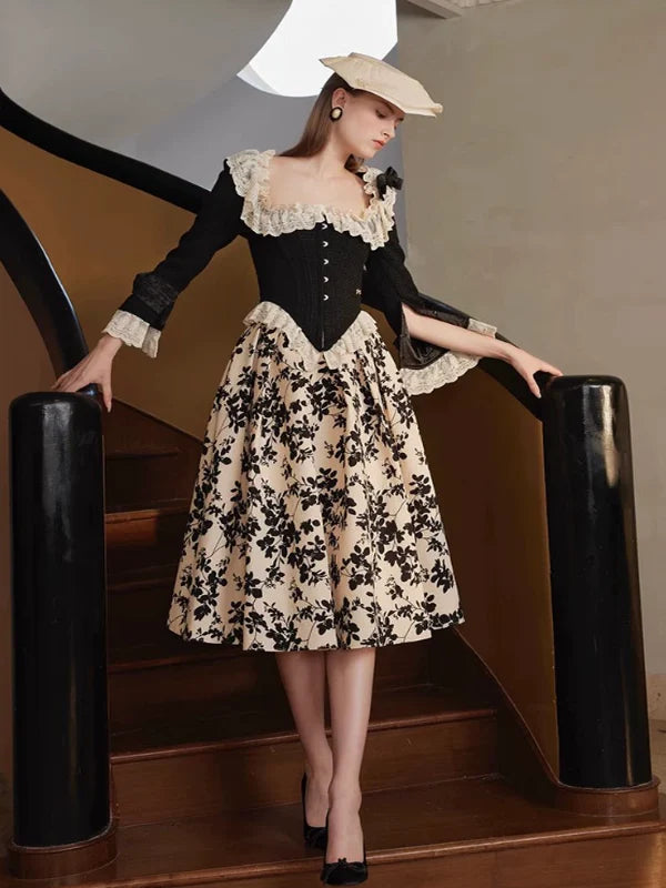 Classic Black Lace Frill Corset Jacket