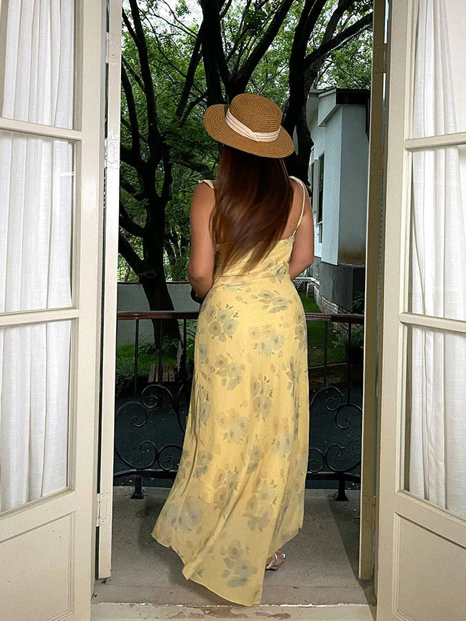 Lemon Blossom Tie-Front Floral Dress