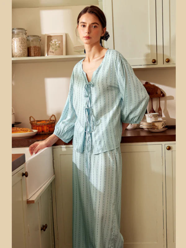 Sky Blue Tie-Front Loungewear Set