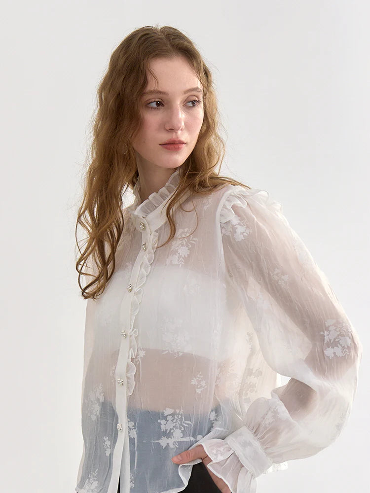 Vintage Pearl Button Lace Blouse