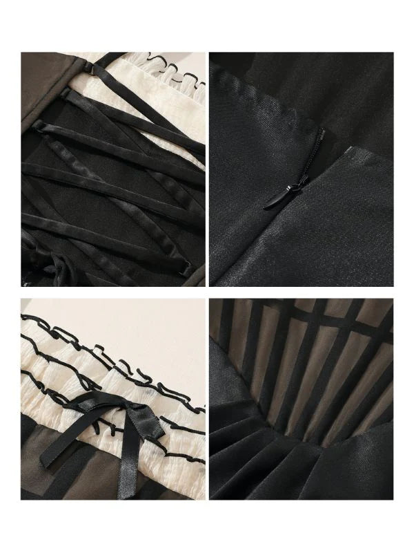 Midnight Elegance Grid Corset Dress