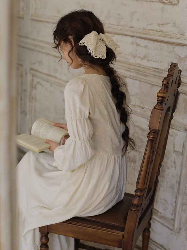 Vintage Princess Beige Cotton Dress