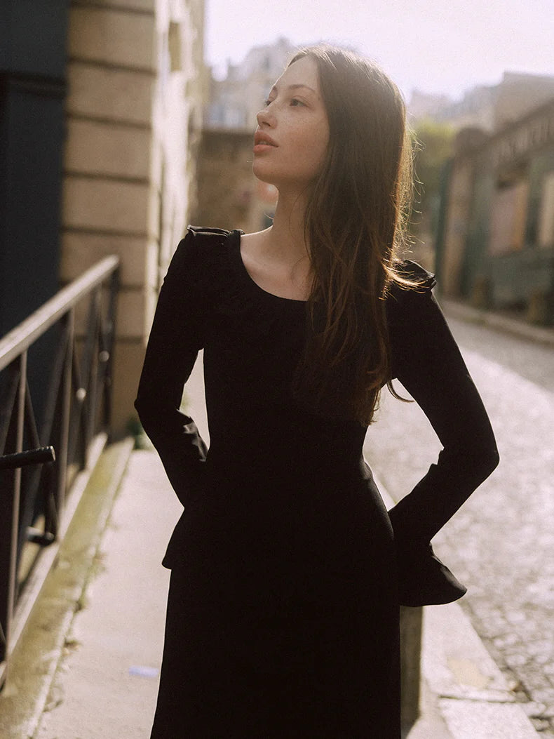 Midnight Ruffle Romance Dress