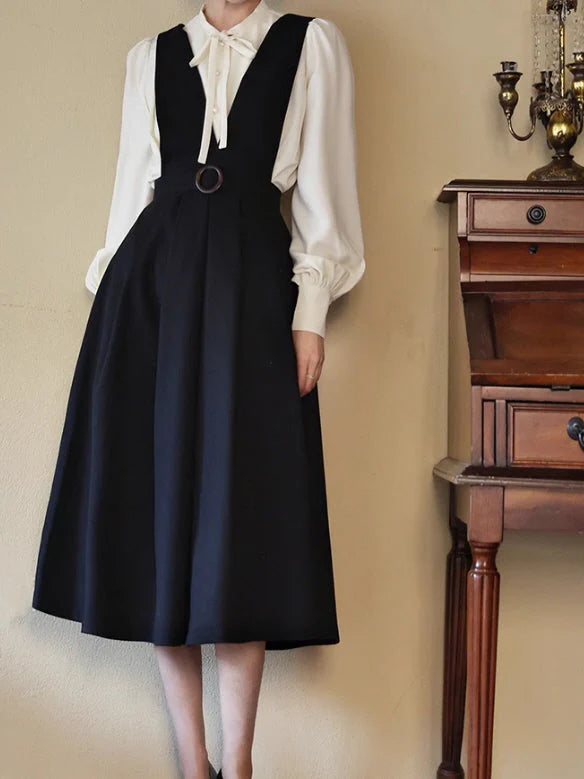 Vintage Elegance Cross-Strap A-Line Dress