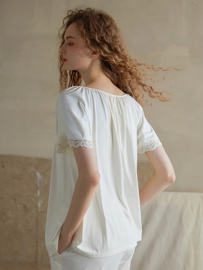 Soft Lace-Trimmed Pajama Set