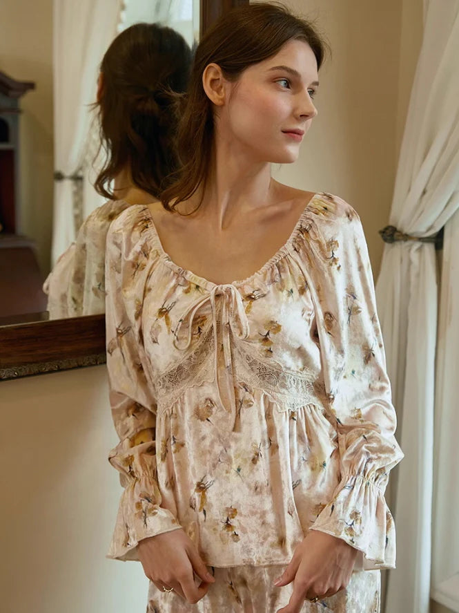 Dreamy Floral Velvet Loungewear Set