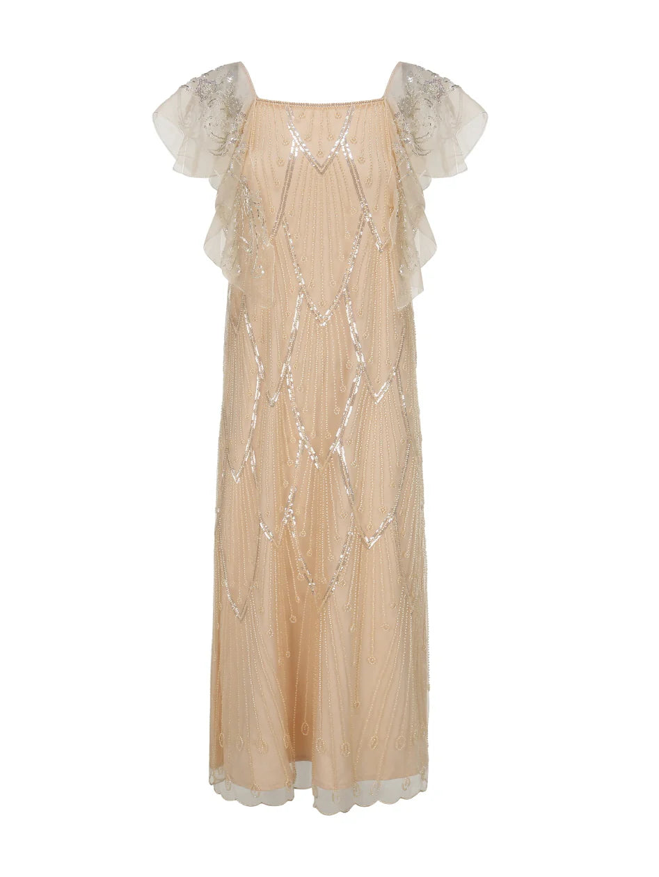 Golden Hour Sequin Mesh Slip Dress